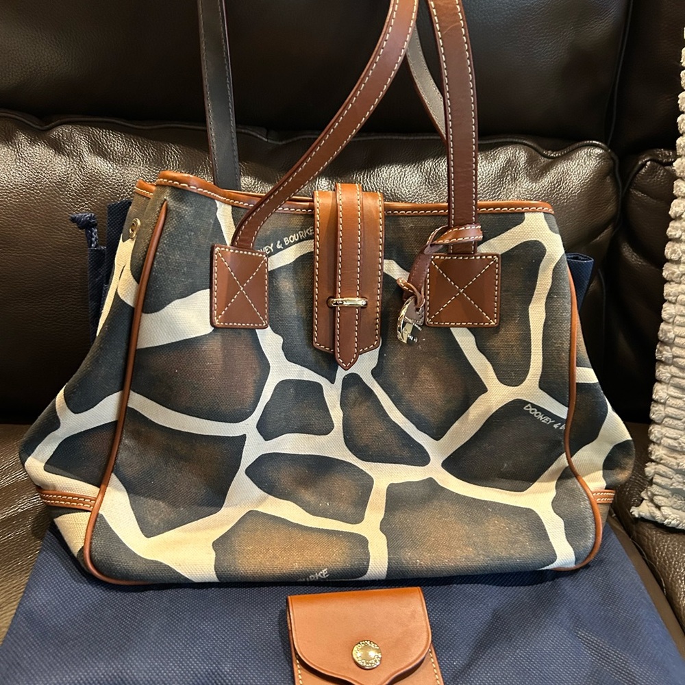 Dooney & Bourke Giraffe Print Tote with Brown Accents